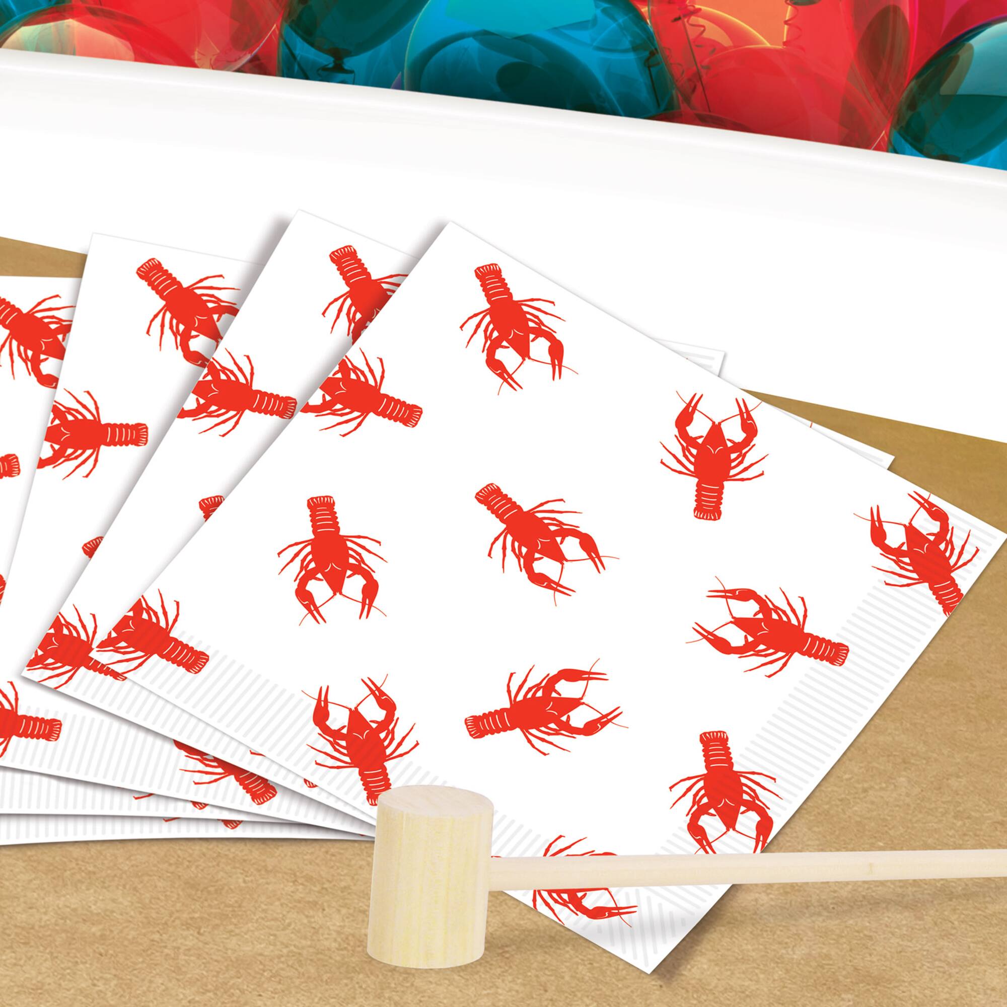 Beistle 6.49" x 6.49" Crawfish Luncheon Napkins, 32ct.